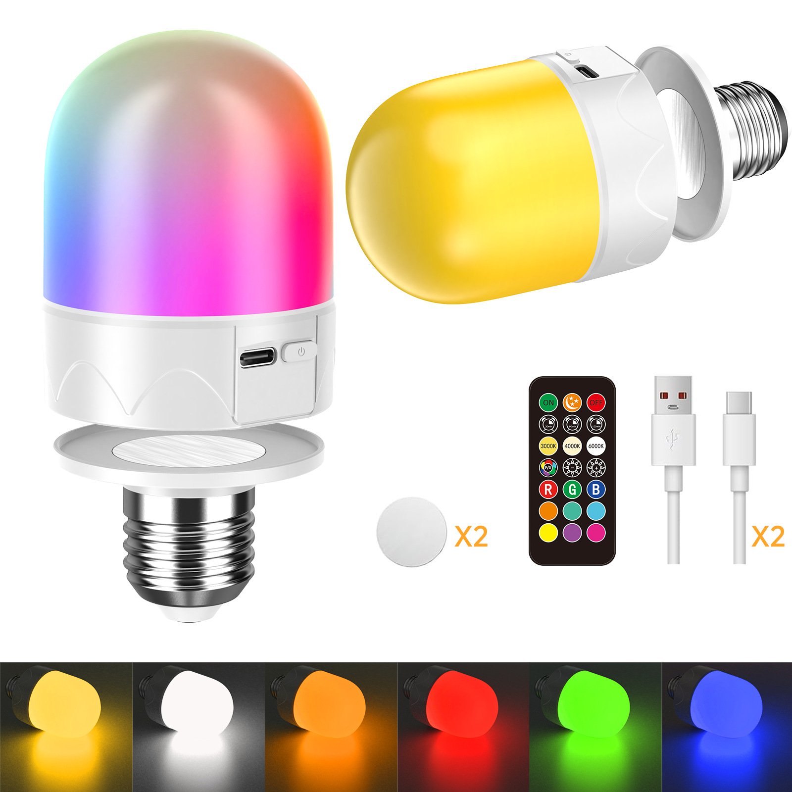 USB Rechargeable Magnetic Bulb with Fabric Shade — Cabinet & Sconce Corn Bulb — product image 1