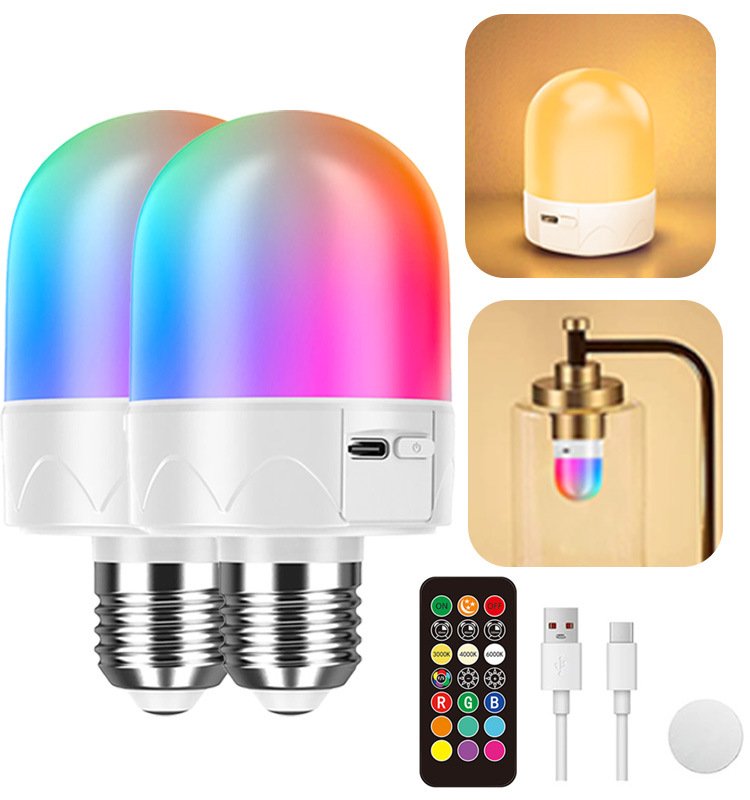 USB Rechargeable Magnetic Bulb with Fabric Shade — Cabinet & Sconce Corn Bulb — detail image 1