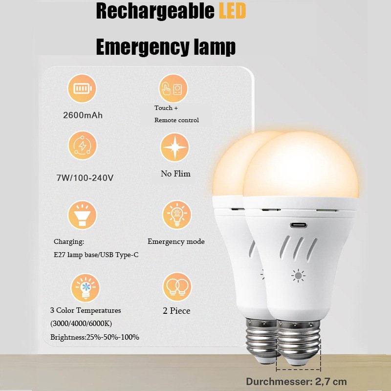 Rechargeable E27 LED Bulb with Timer Memory Remote — Wall Sconce Replacement Bulb — product image 4