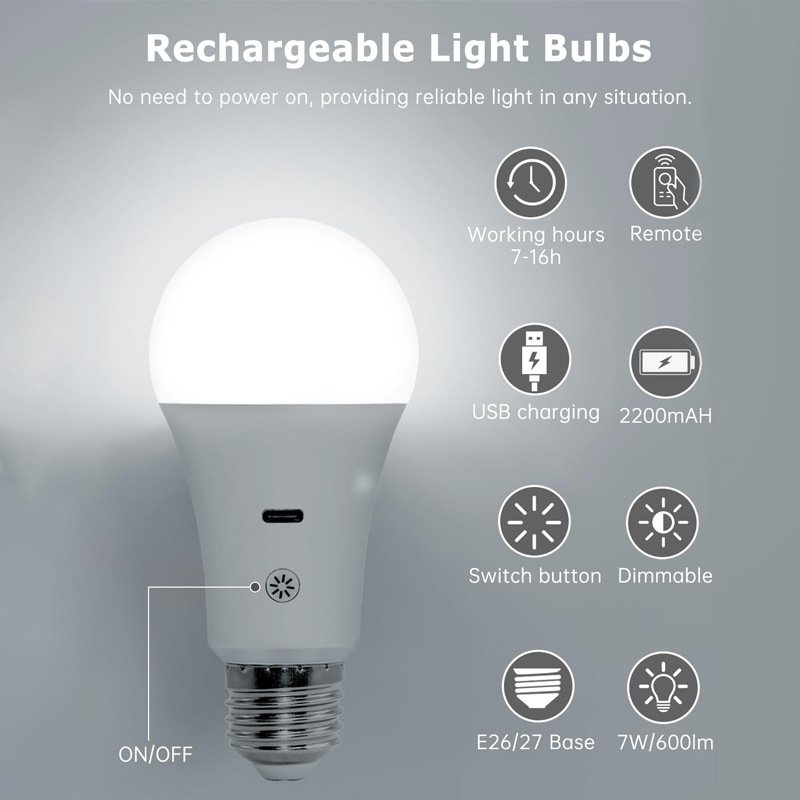 USB Rechargeable Colour-Changing LED Bulb with Remote & Timer — Sconce Bulb — detail image 3