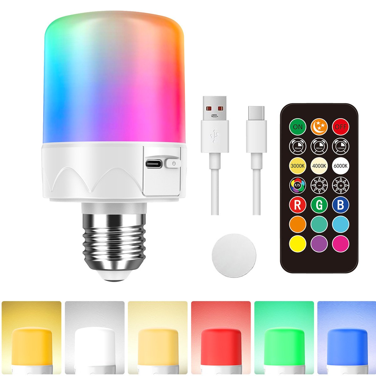 Magnetic Rechargeable LED Bulb with Remote, Timer & Memory — E27 Battery Bulb — product image 1