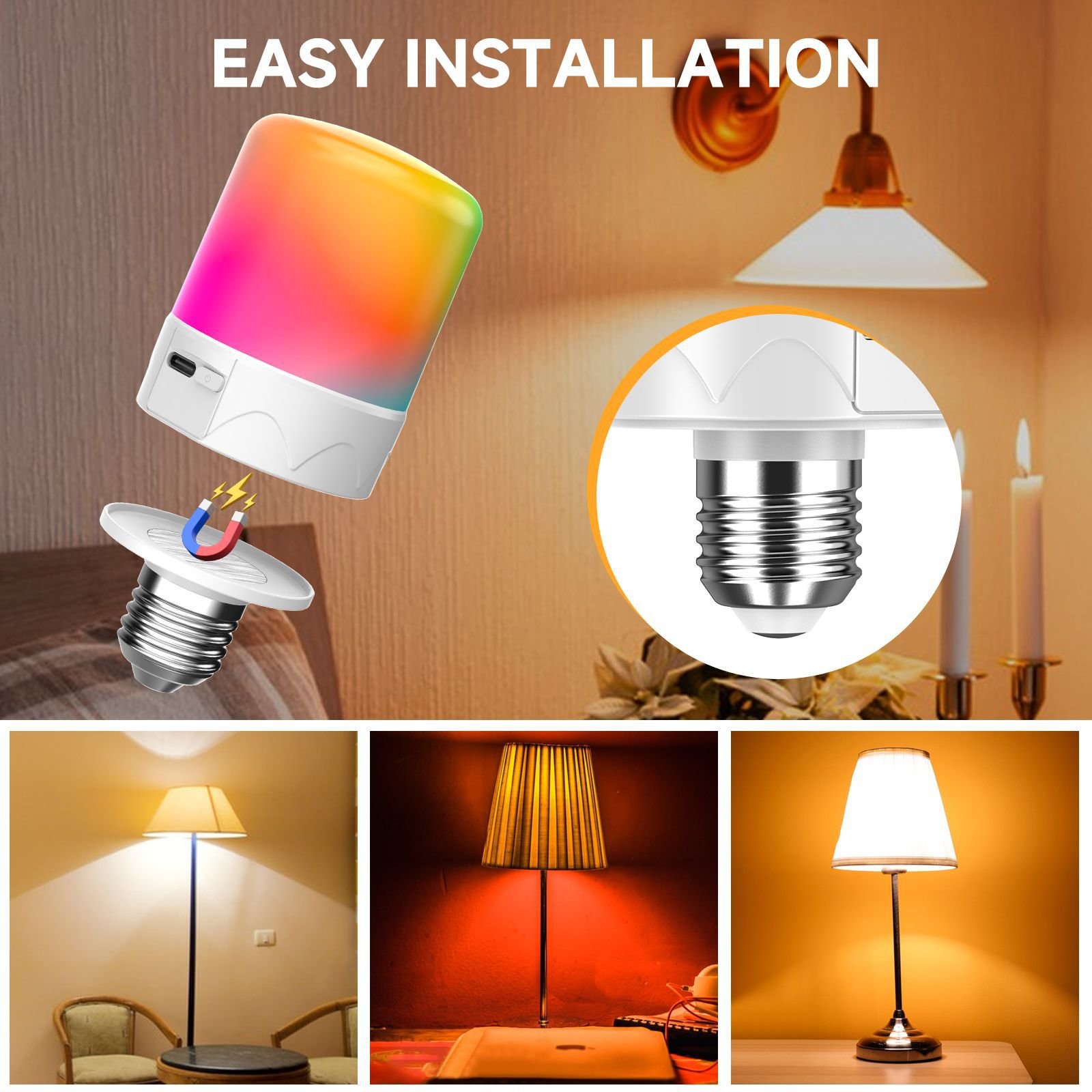 Magnetic Rechargeable LED Bulb with Remote, Timer & Memory — E27 Battery Bulb — product image 2