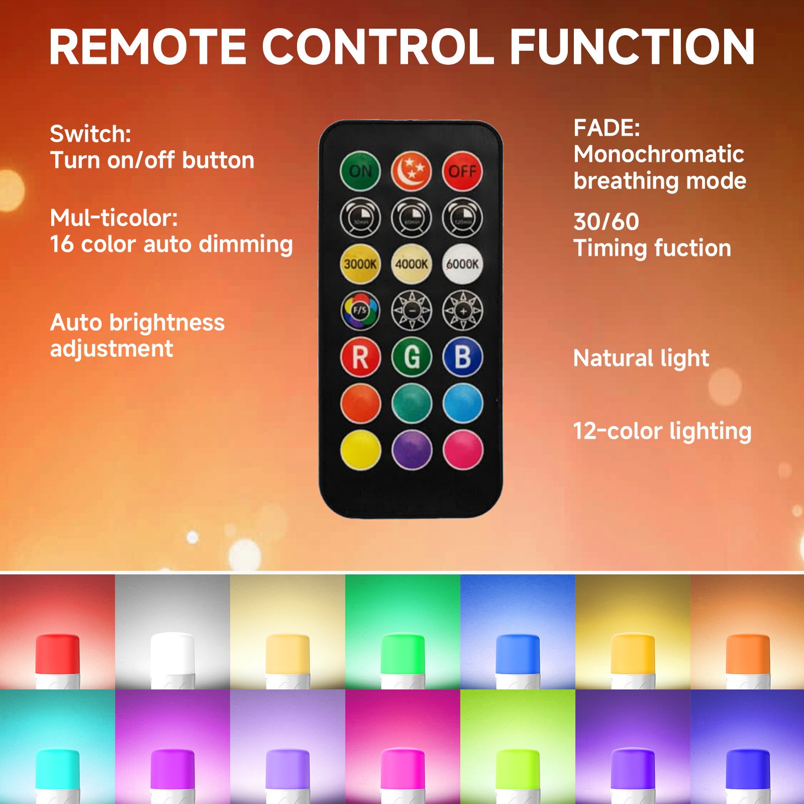 Magnetic Rechargeable LED Bulb with Remote, Timer & Memory — E27 Battery Bulb — product image 3