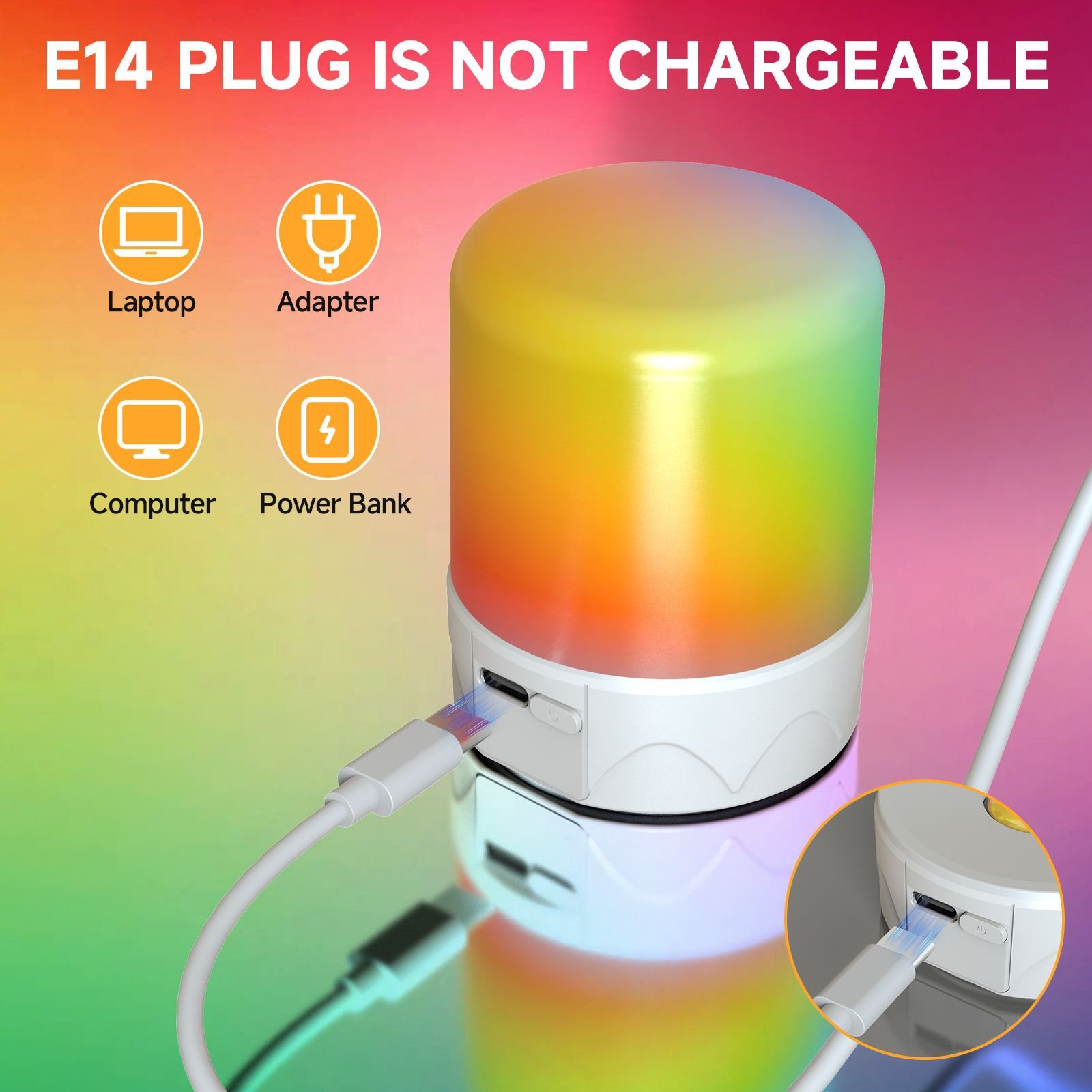 Magnetic Rechargeable LED Bulb with Remote, Timer & Memory — E27 Battery Bulb — detail image 2