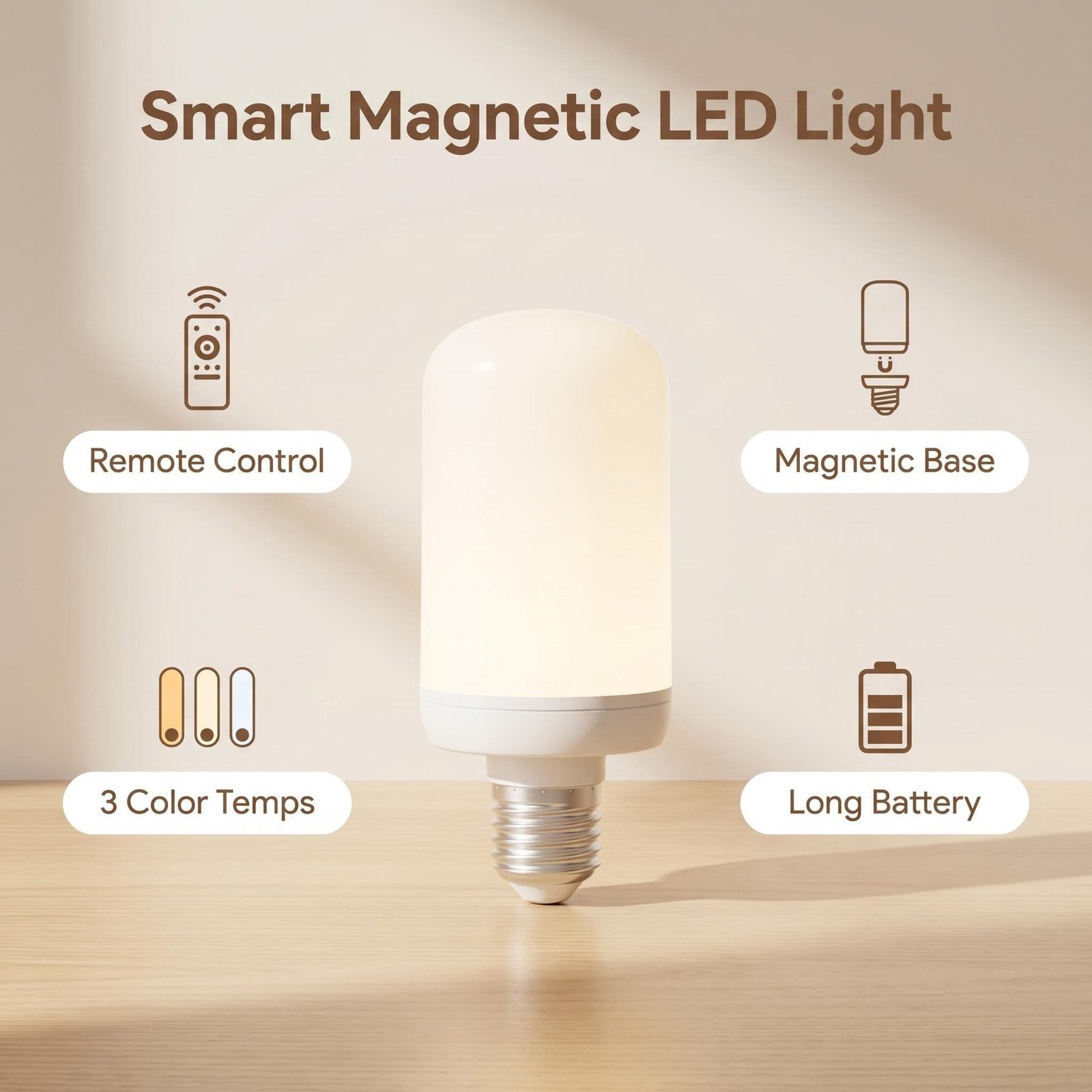Solar Rechargeable Corn Bulb with Remote — High-Capacity 3-Colour Dimmable Outdoor Bulb — product image 3