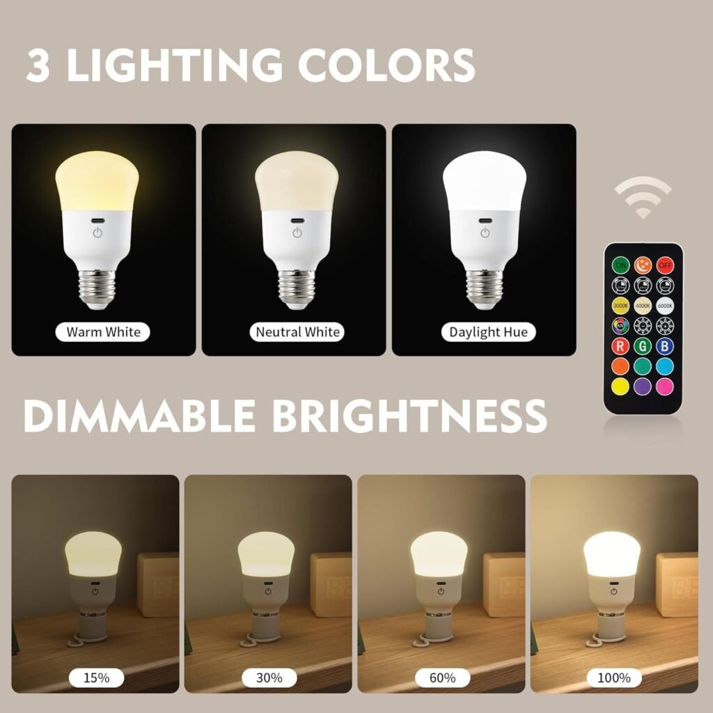 Type-C Rechargeable RGB Globe Bulb — Touch & Remote Control, 3 Colour Temperatures — product image 3
