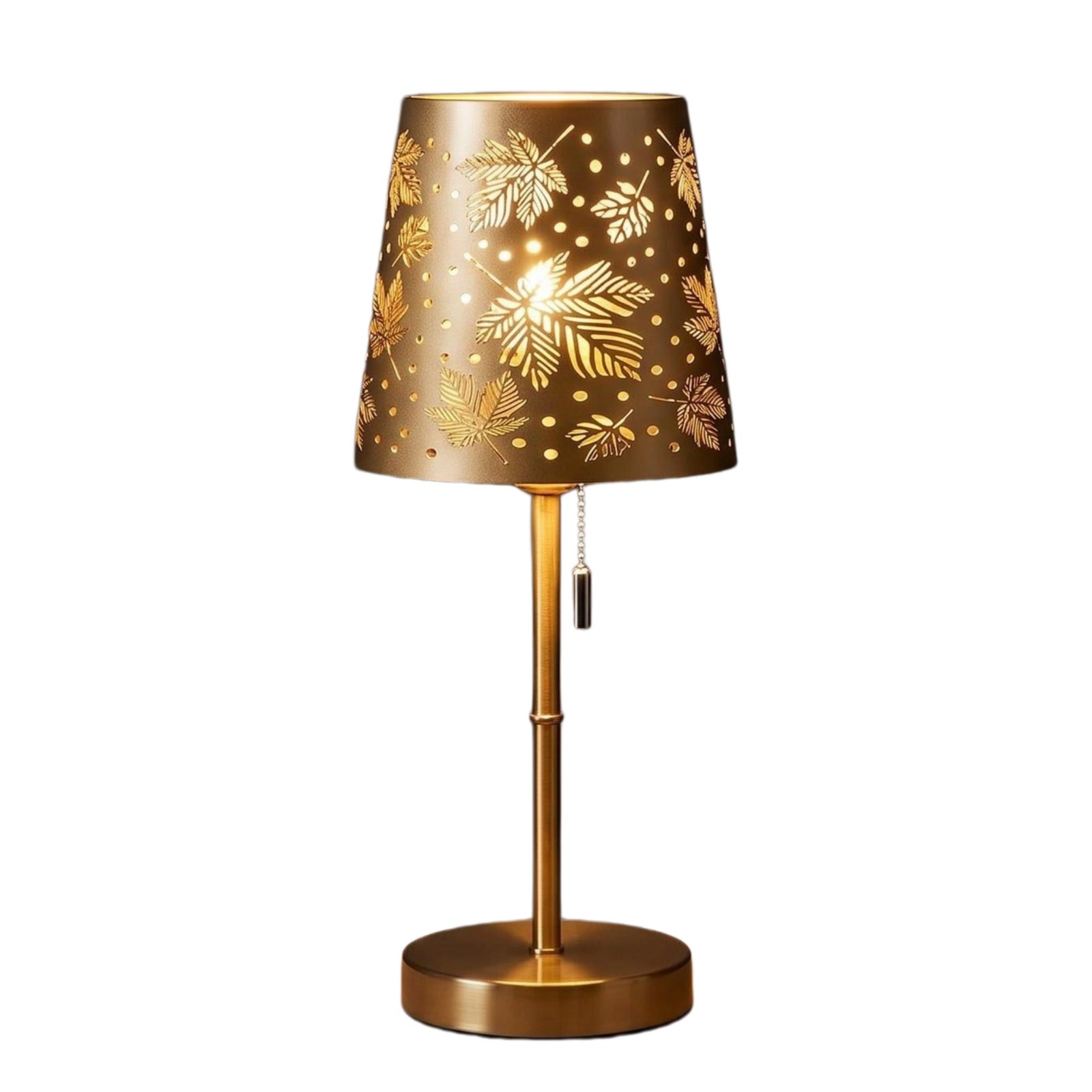 Gold Hollow Maple Leaf Iron Table Lamp — 3-Colour Dimmable Bedside Decorative Lamp — product image 1