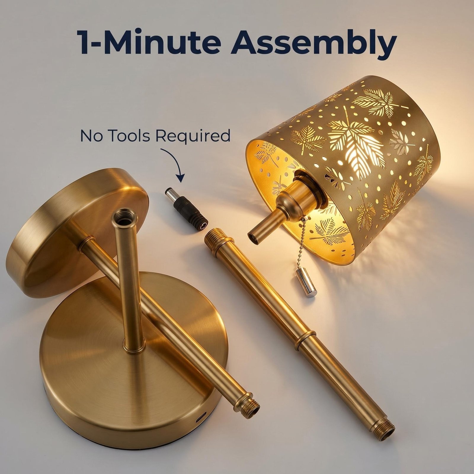 Gold Hollow Maple Leaf Iron Table Lamp — 3-Colour Dimmable Bedside Decorative Lamp — product image 3