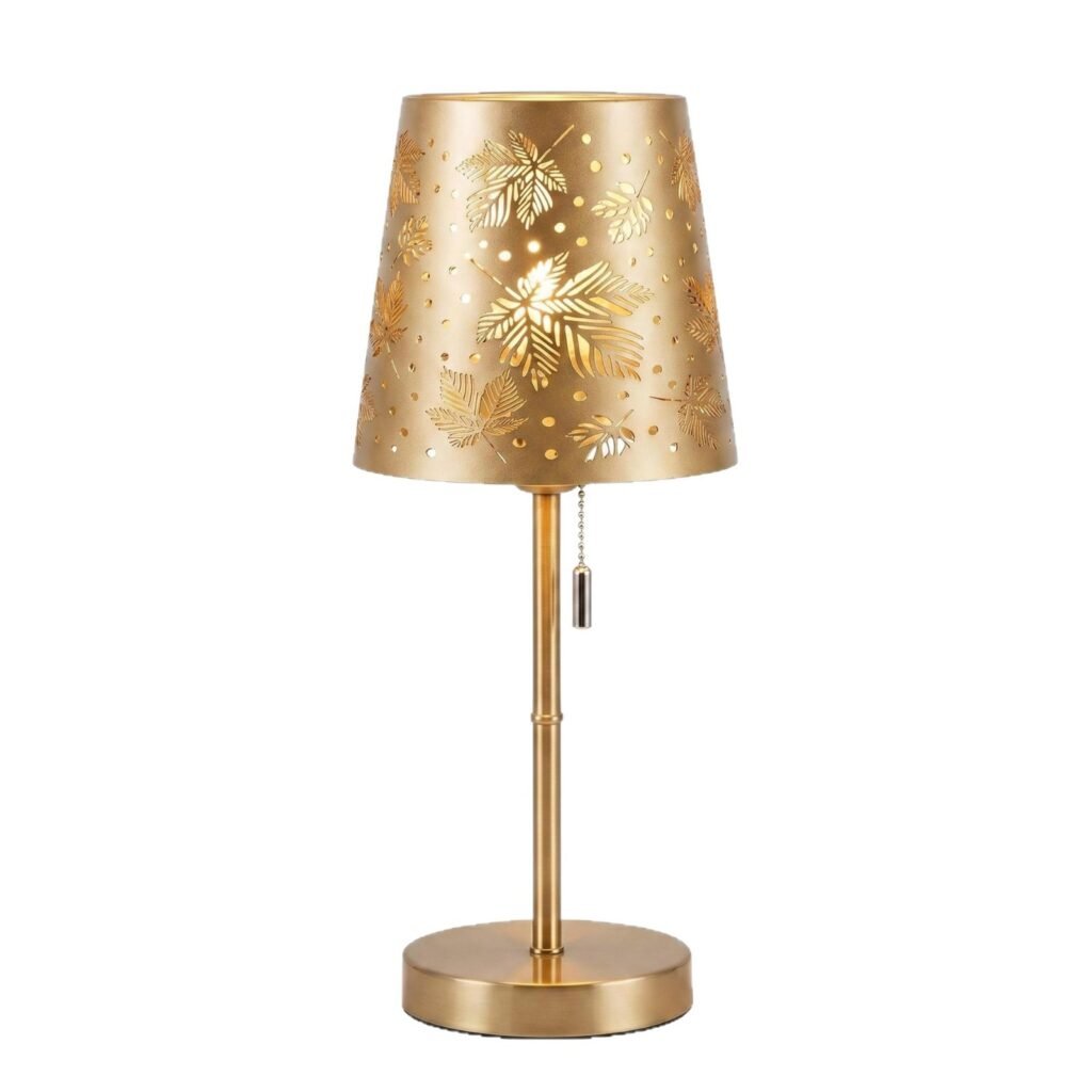 Gold Hollow Maple Leaf Iron Table Lamp — 3-Colour Dimmable Bedside Decorative Lamp — product image 5