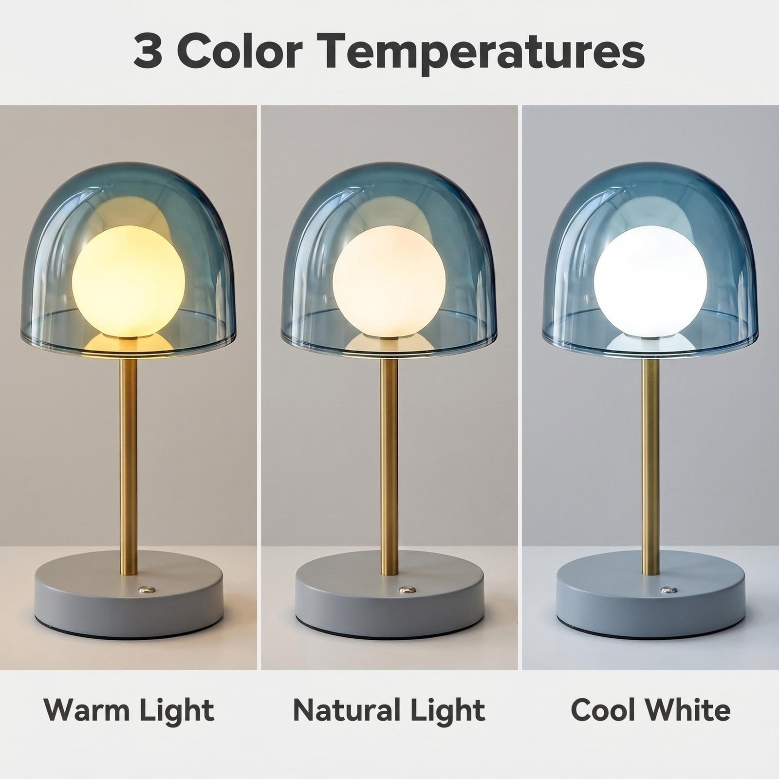 Glass Globe Rechargeable Table Lamp — USB Dimmable LED Night Light for Bedroom — product image 4