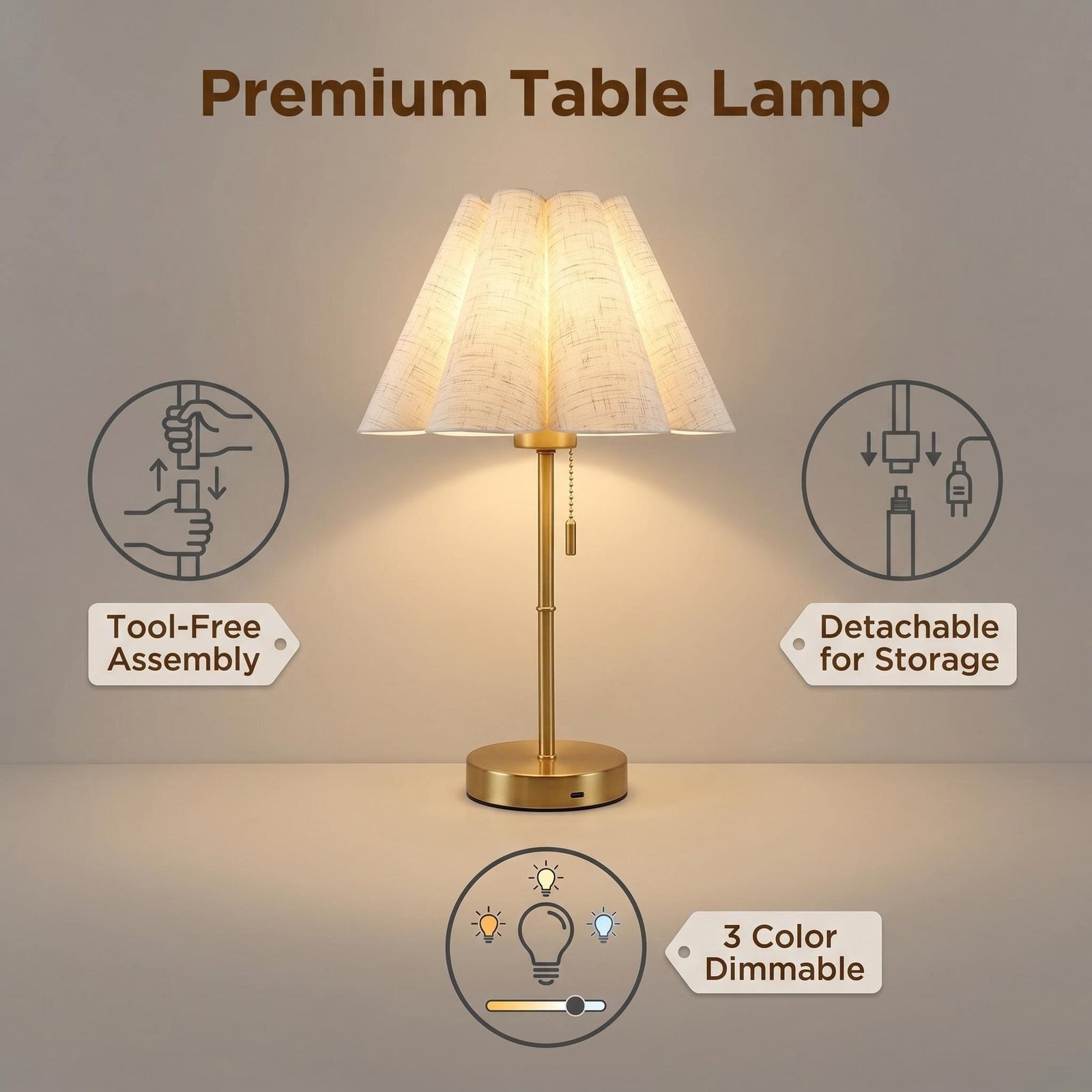 American Retro Luxury USB Rechargeable Desk Lamp — Bedside & Study Ambience Light — detail image 5