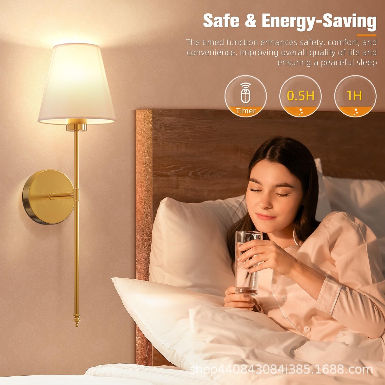 Wire-Free Dimmable Wall Sconce with Remote — Rechargeable Bedside Wall Light — detail image 6