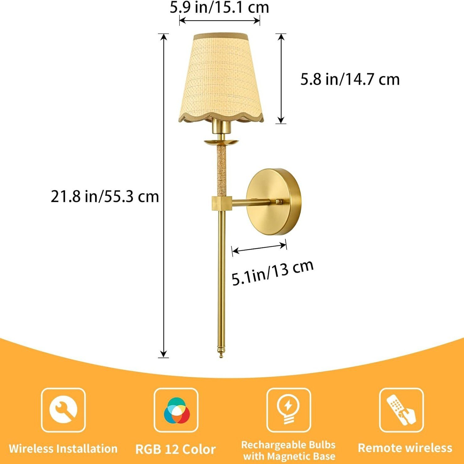 RGB Rechargeable Emergency Wall Light — Dimmable Colour-Changing Sconce — product image 4