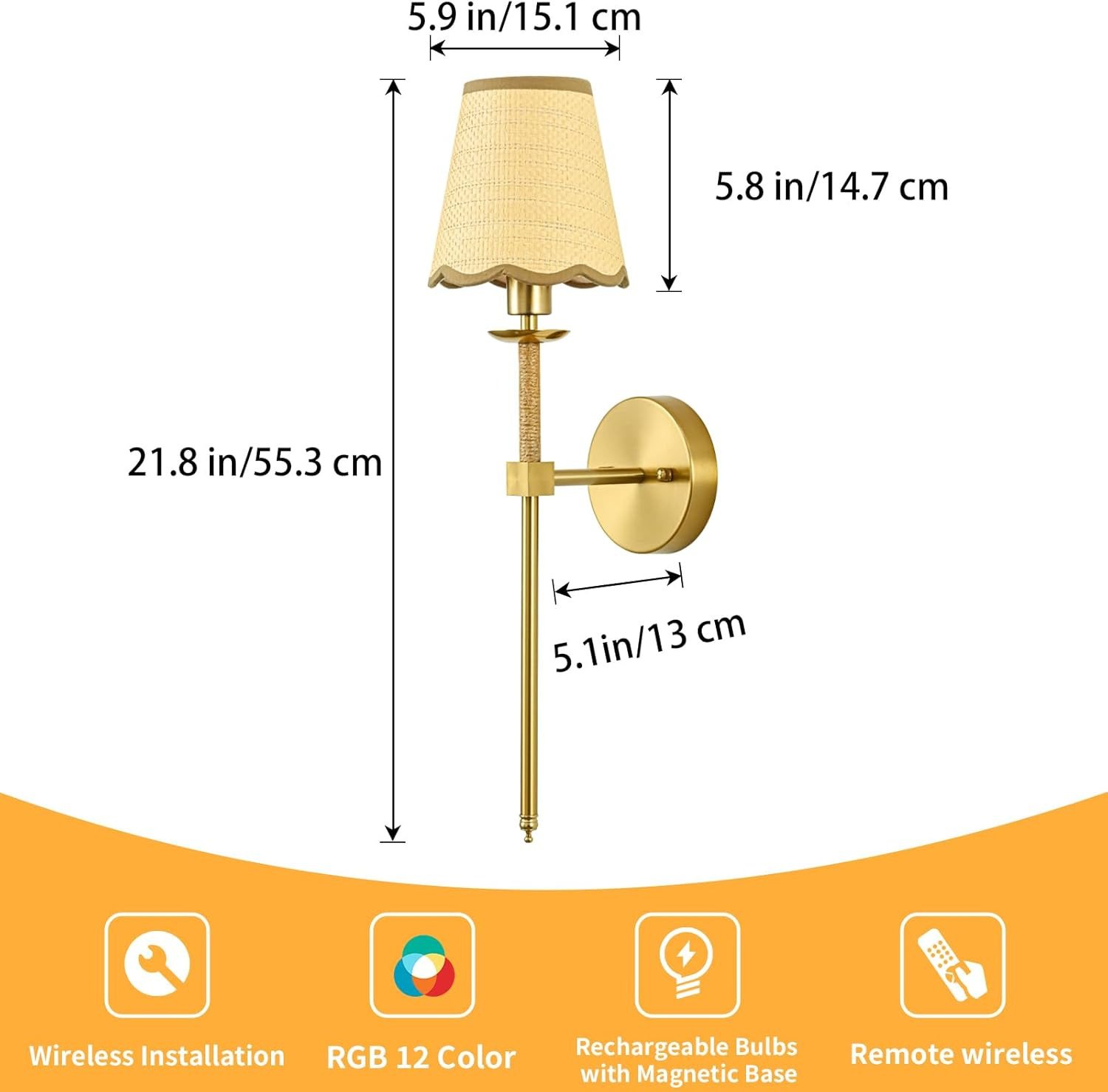 RGB Rechargeable Emergency Wall Light — Dimmable Colour-Changing Sconce — detail image 4